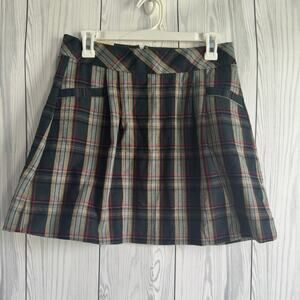 VTG  Y2K 07 Old Navy Green Plaid Pleated Mini Skirt Sz 1 Academia NEW